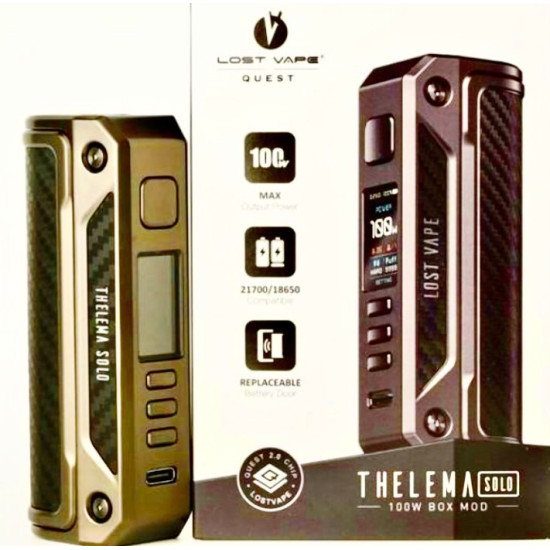 Lost Vape Thelema Solo 100W SS Μαύρο (με΄ μικρή λεπτομέρεια ξύλο)